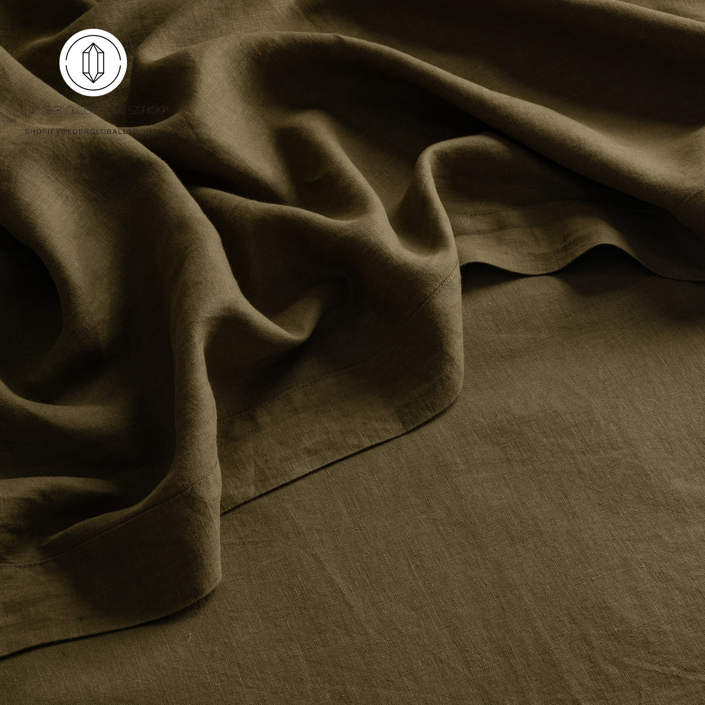 EDBR GLOBAL French Flax Linen Sheet Set in Olive