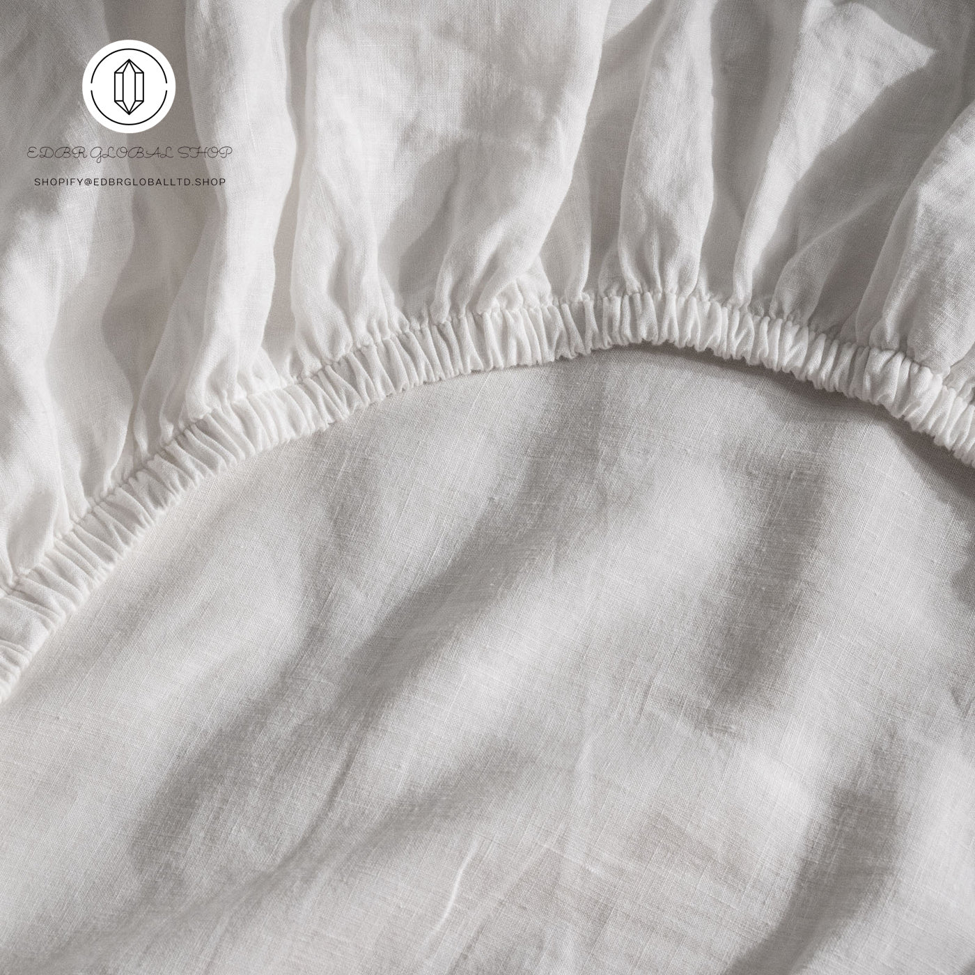 EDBR GLOBAL French Flax Linen Sheet Set in White