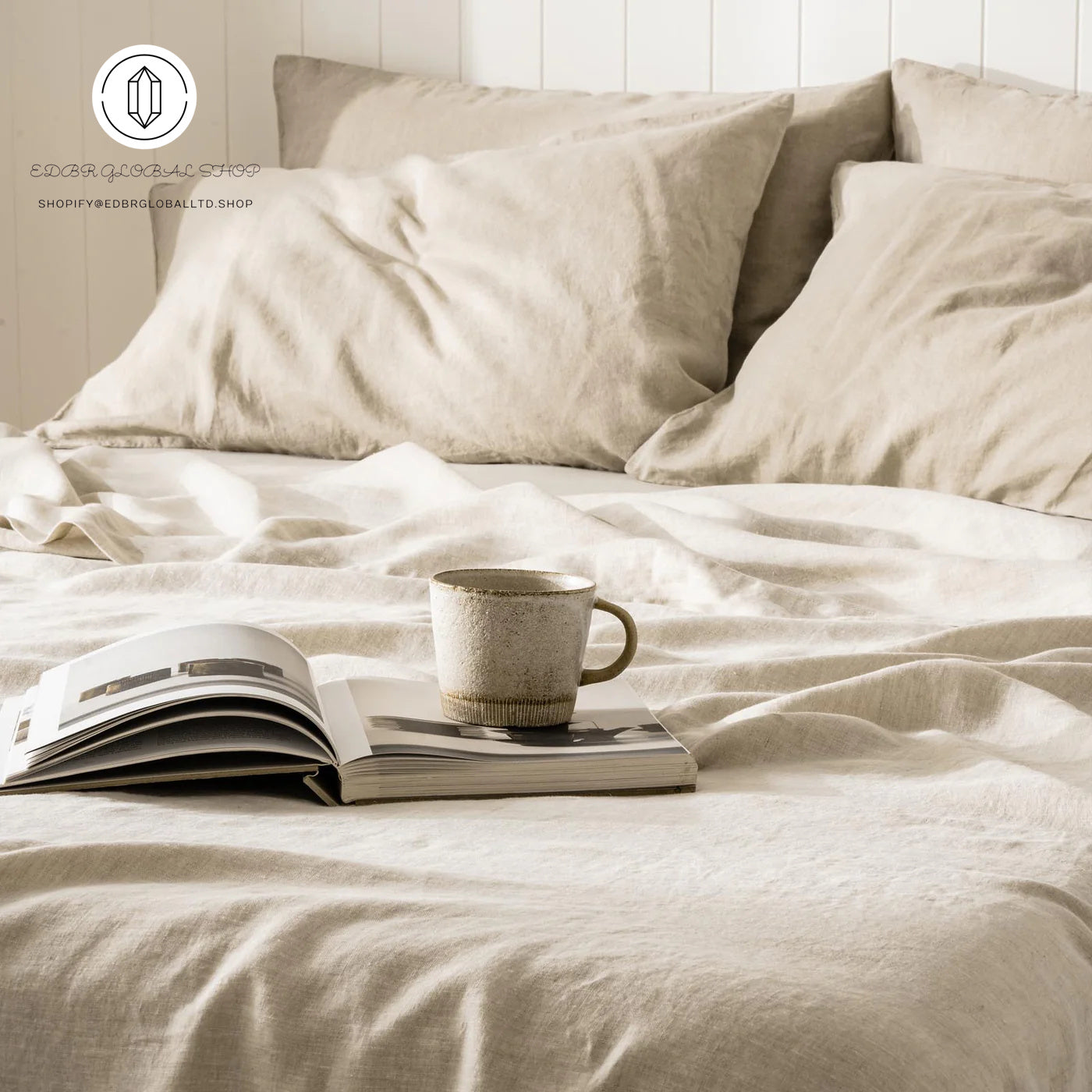 EDBR GLOBAL French Flax Linen Sheet Set in Natural