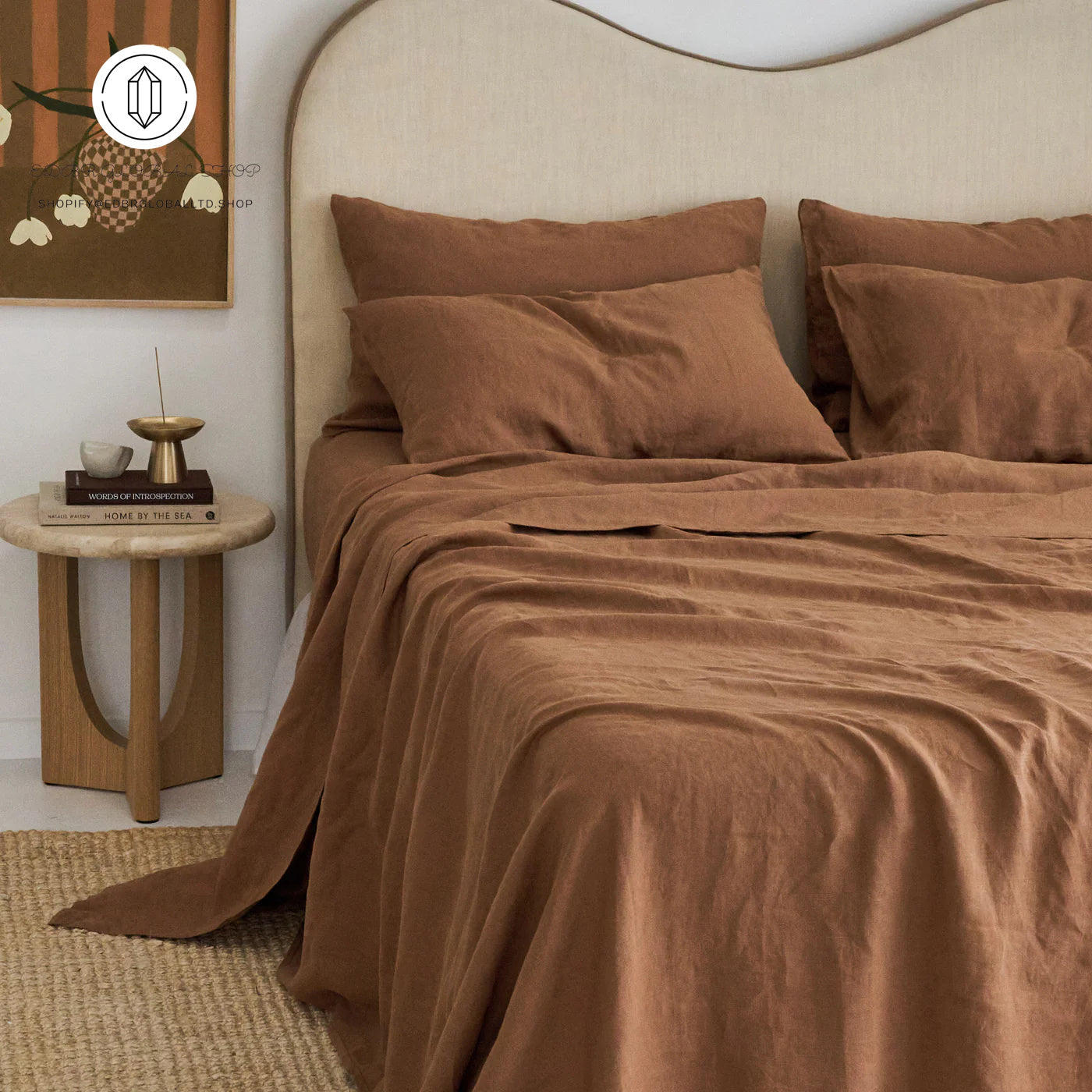 EDBR GLOBAL French Flax Linen Sheet Set in Hazelnut