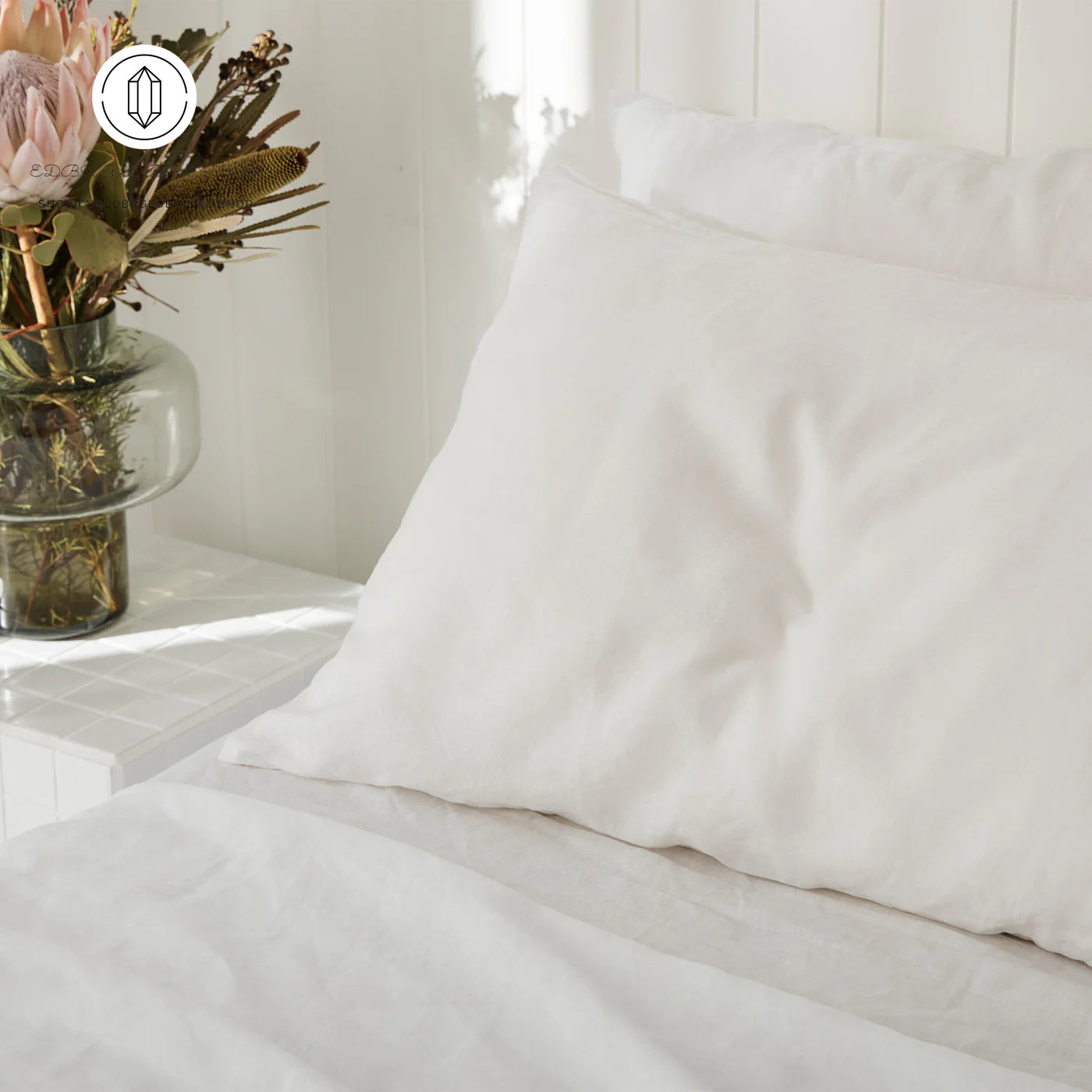 EDBR GLOBAL French Flax Linen Sheet Set in White