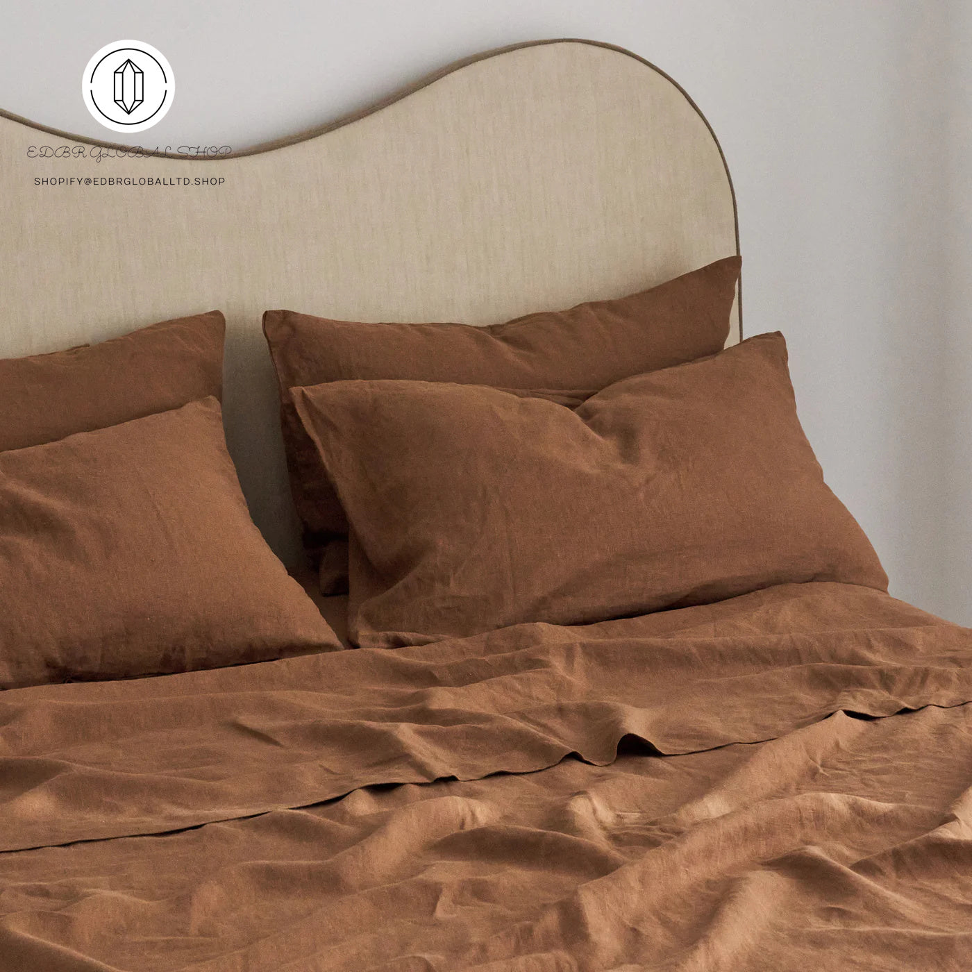 EDBR GLOBAL French Flax Linen Sheet Set in Hazelnut