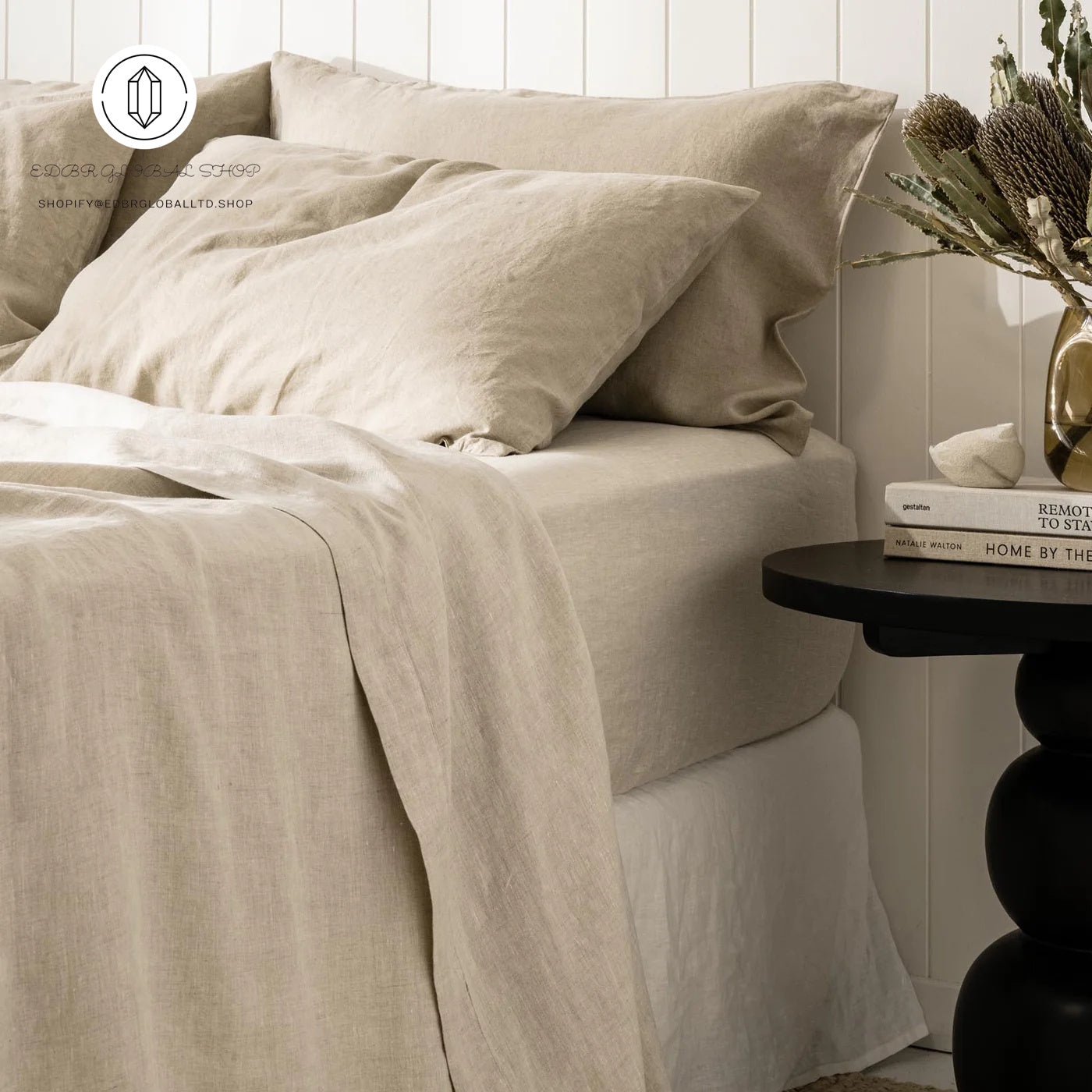 EDBR GLOBAL French Flax Linen Sheet Set in Natural