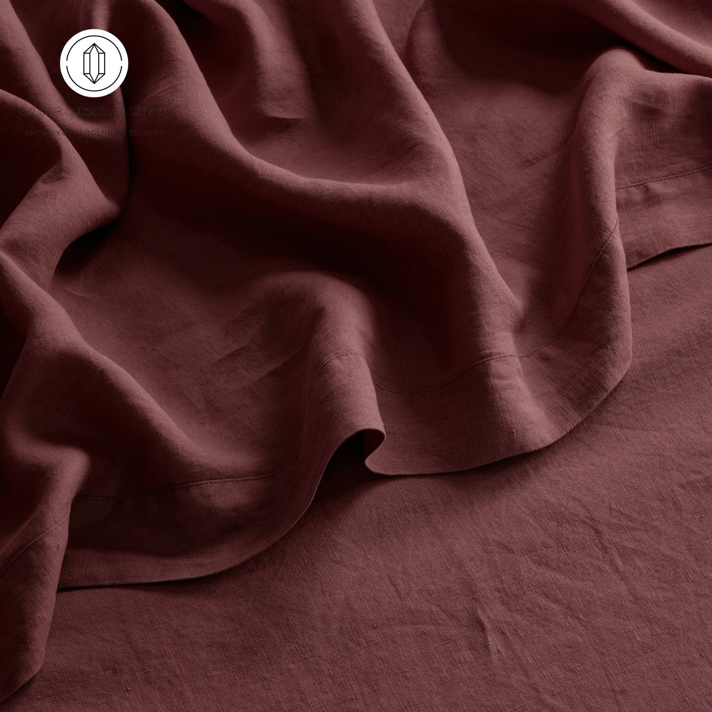 EDBR GLOBAL French Flax Linen Sheet Set in Cherrywood