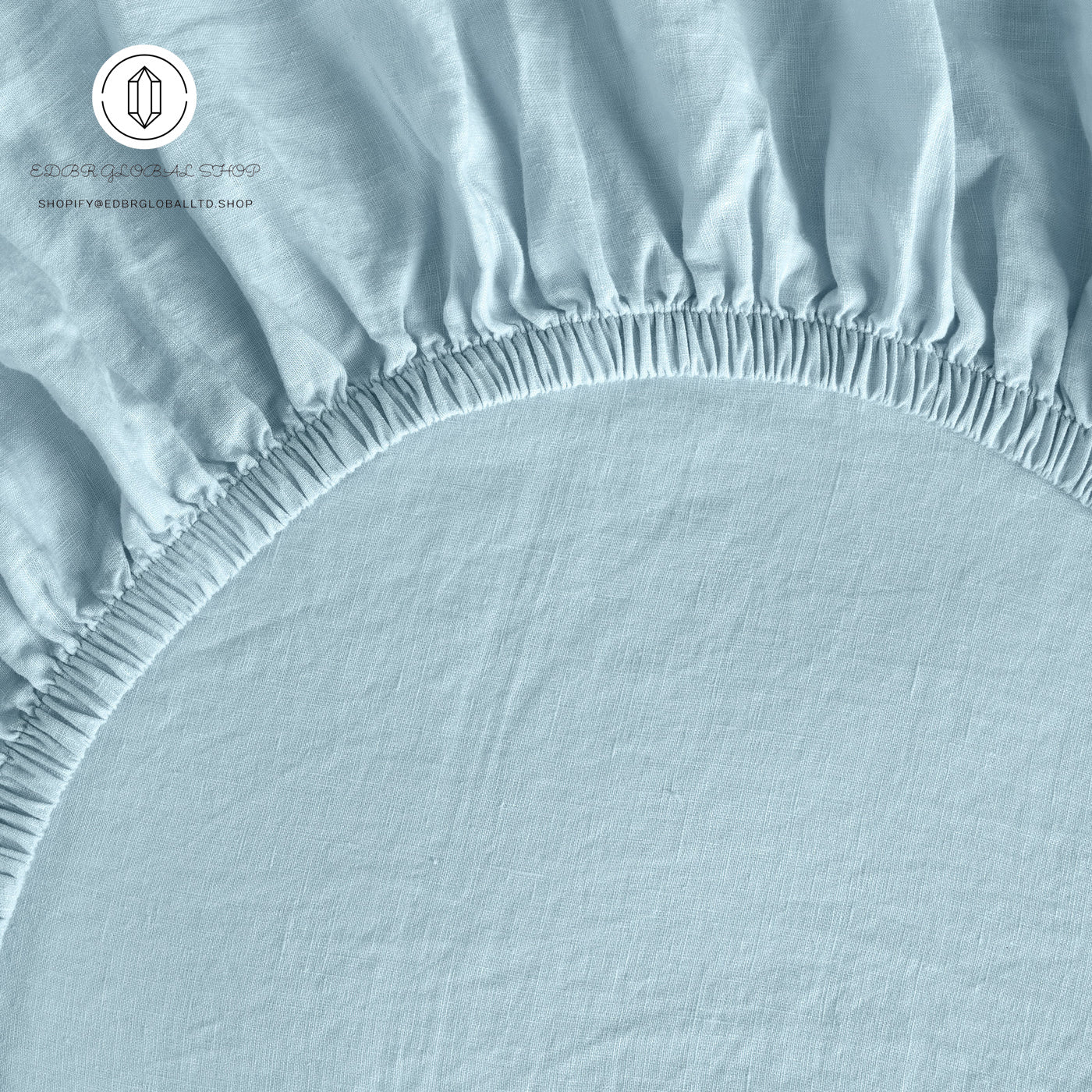 EDBR GLOBAL French Flax Linen Sheet Set in Sky Blue