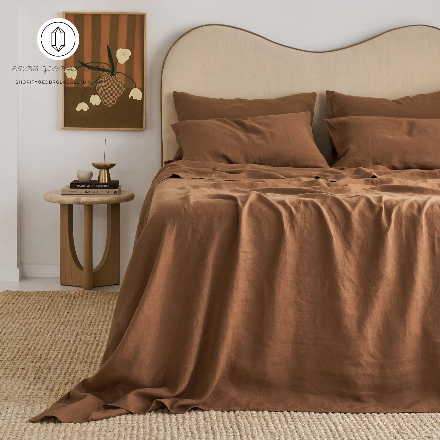 EDBR GLOBAL French Flax Linen Sheet Set in Hazelnut
